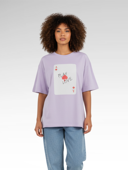 Cotton T-shirt with Poker Cards Print