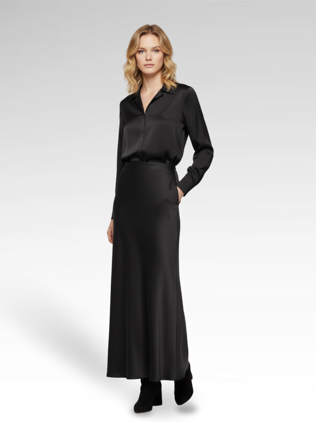 Elegant Long Satin Skirt