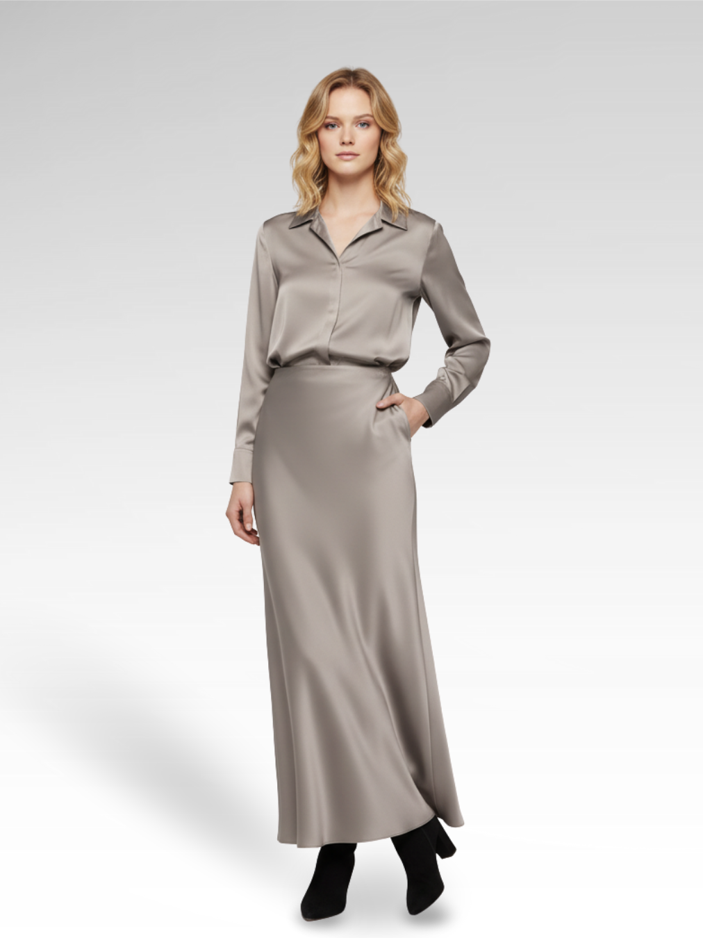 Elegant Long Satin Skirt