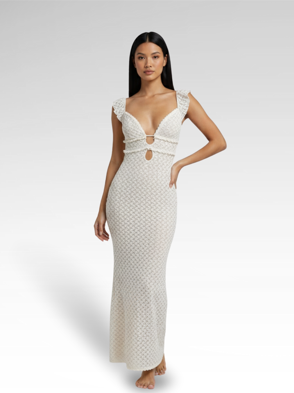 Elegant, Sexy, Backless Dress with Tie Detail