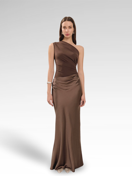 Luxurious One Shoulder Satin Long Dress
