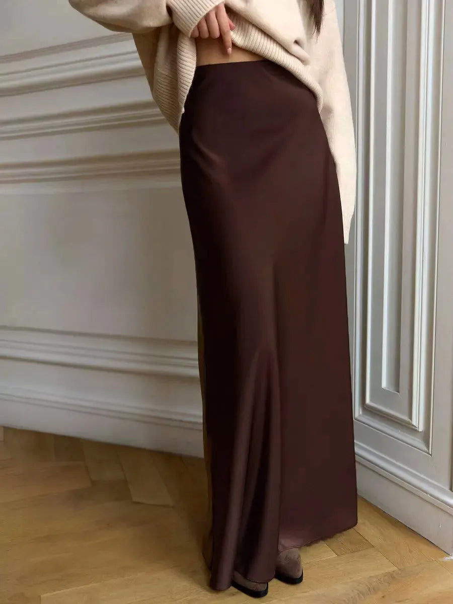Elegant Long Satin Skirt