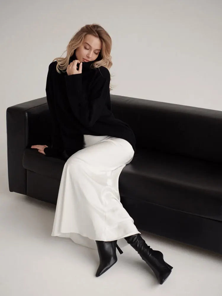 Elegant Long Satin Skirt