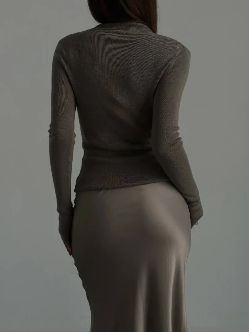 Elegant Long Satin Skirt