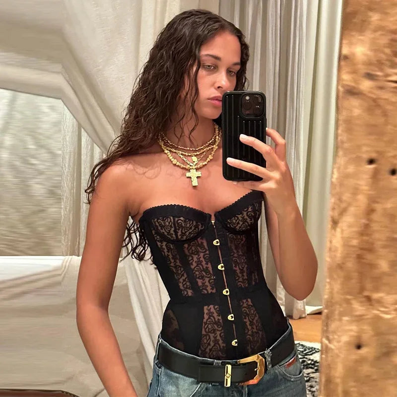 Tight, Sexy Corset with Cutout Lace