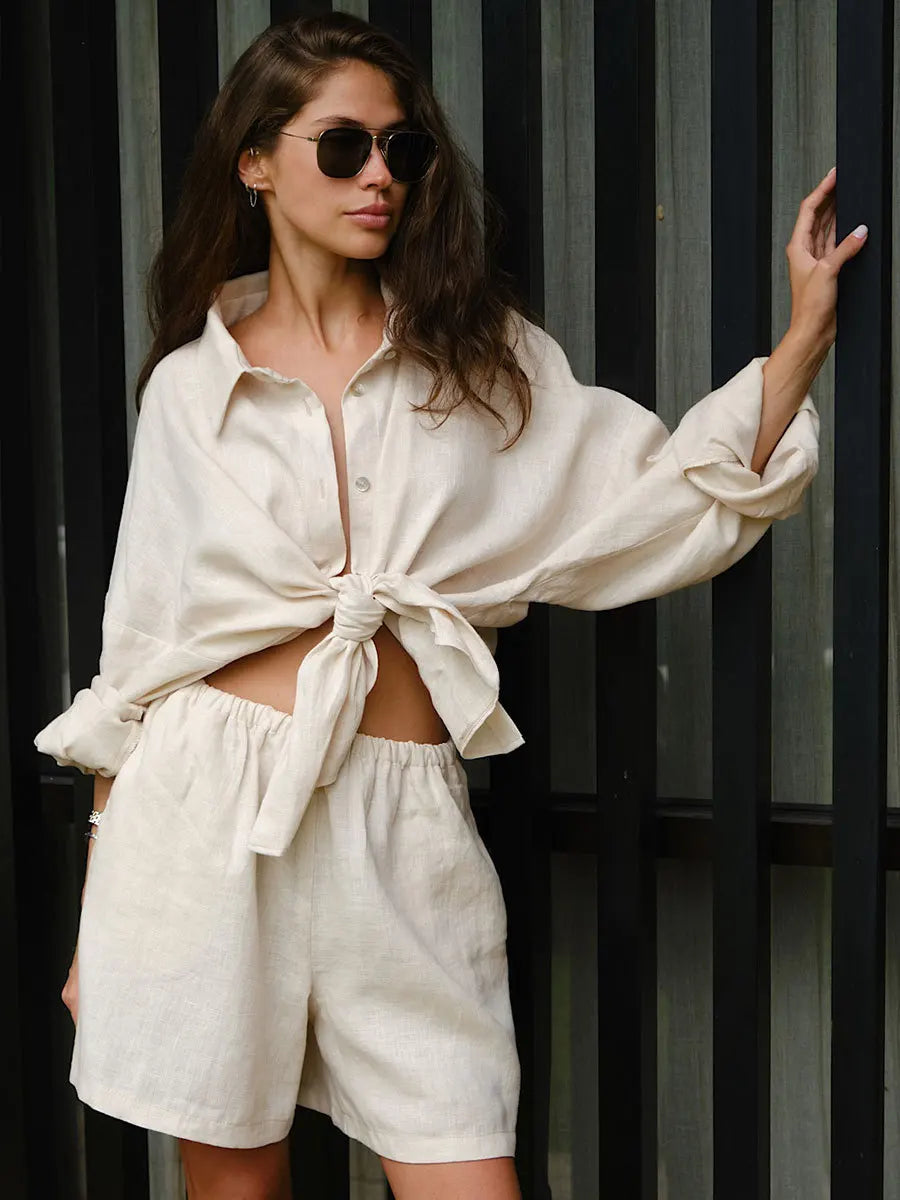 Ensemble chemise et short en coton confortable