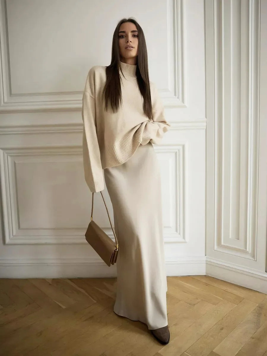 Elegant Long Satin Skirt