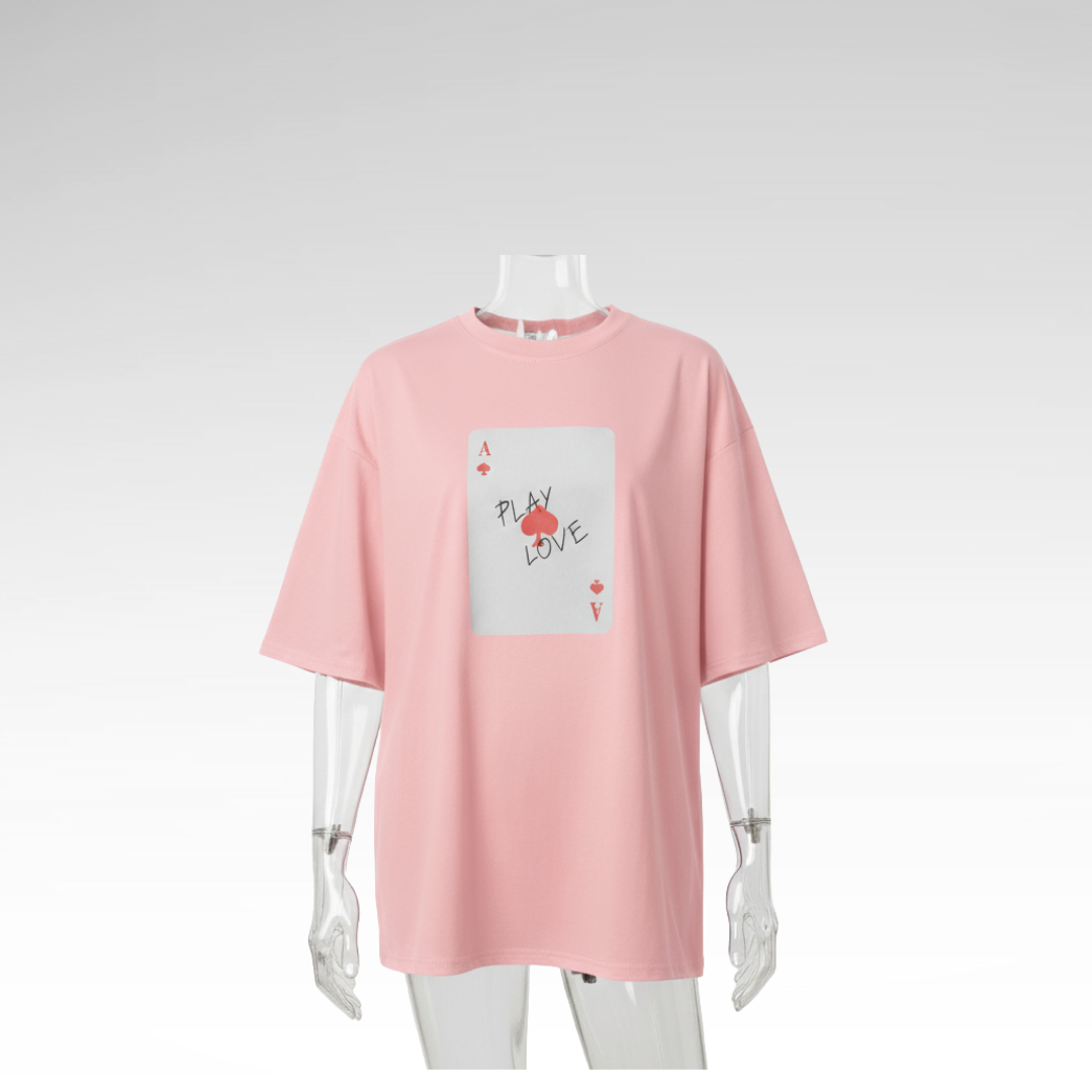 Cotton T-shirt with Poker Cards Print