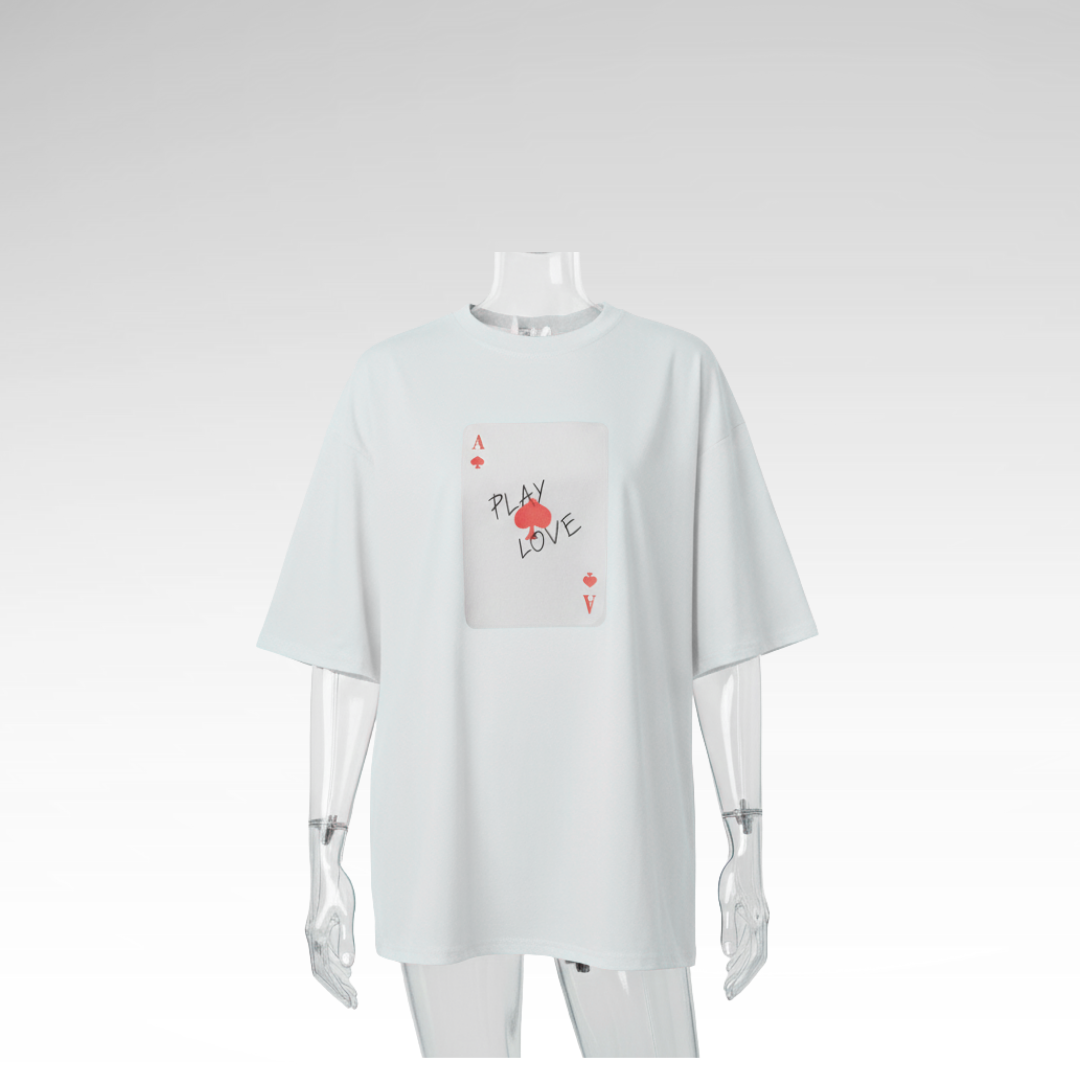 Cotton T-shirt with Poker Cards Print