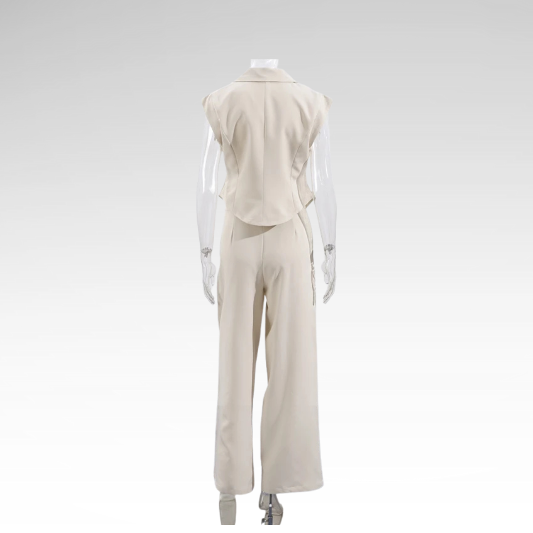 Chic Women's Suit with Sleeveless Lapel