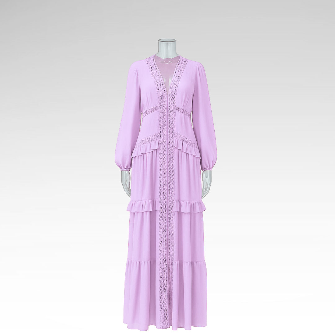 Elegant long dress with ruffles
