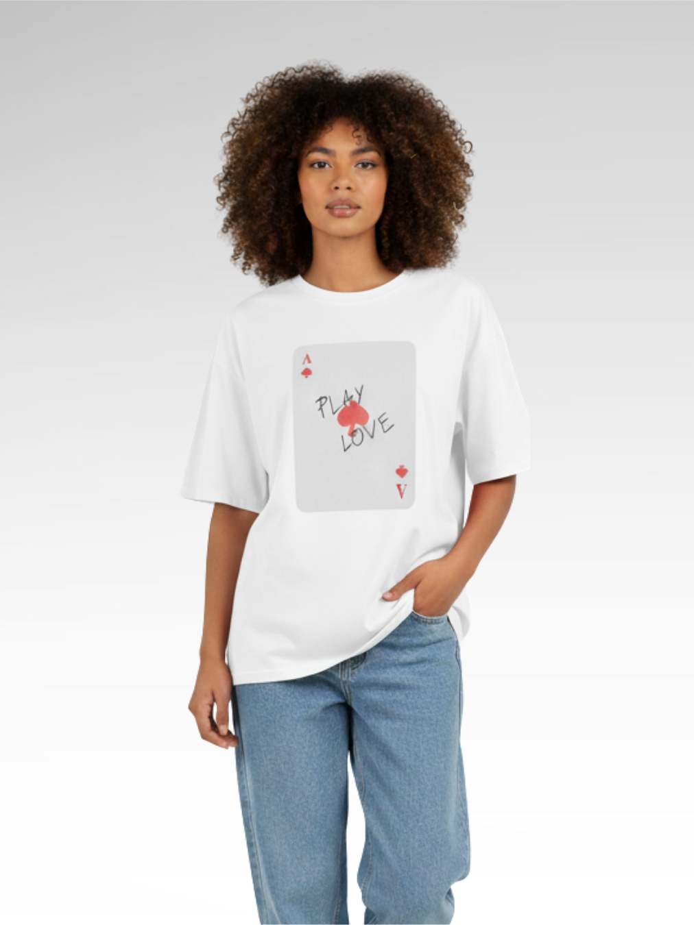 Cotton T-shirt with Poker Cards Print