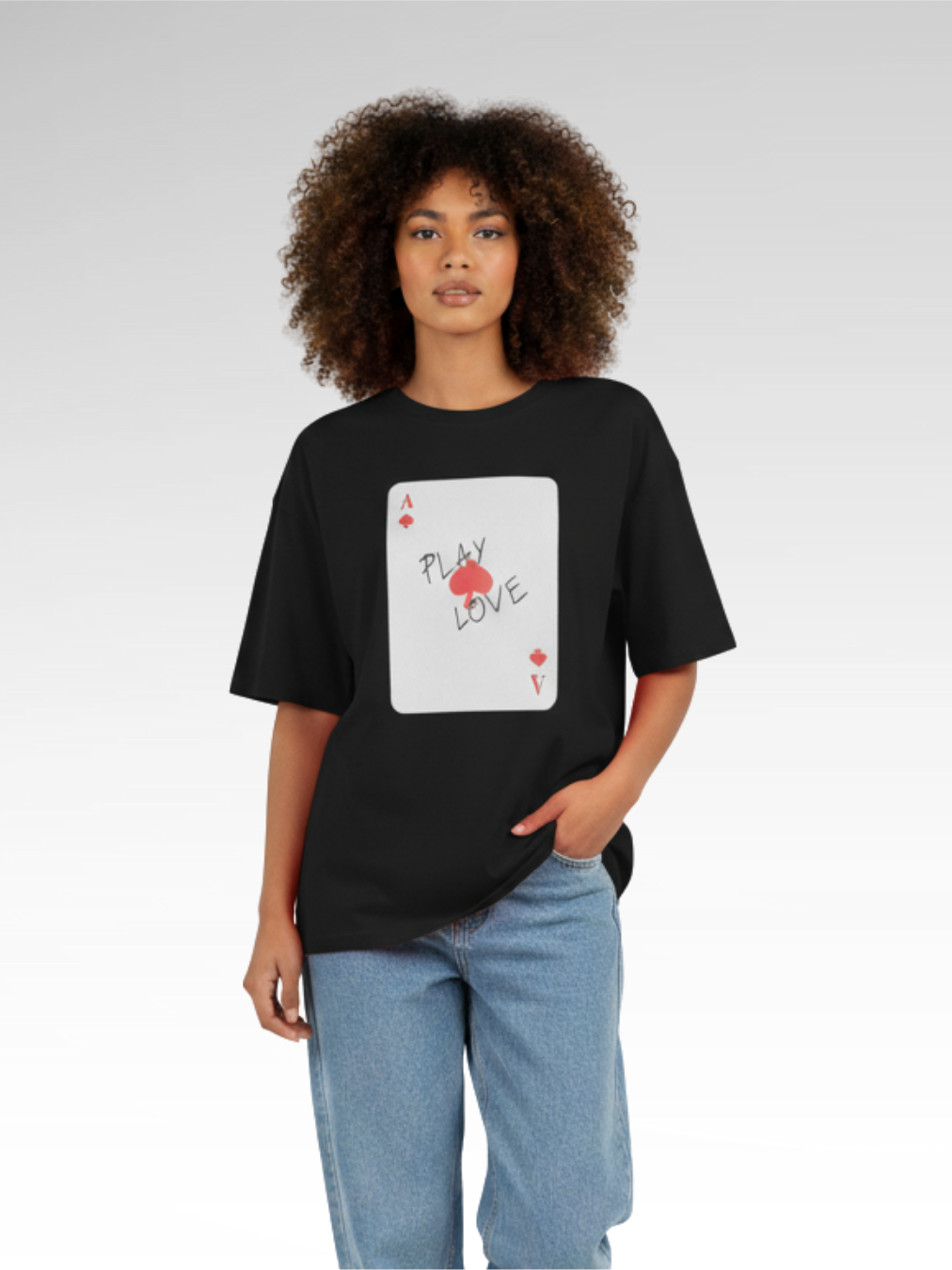 Cotton T-shirt with Poker Cards Print