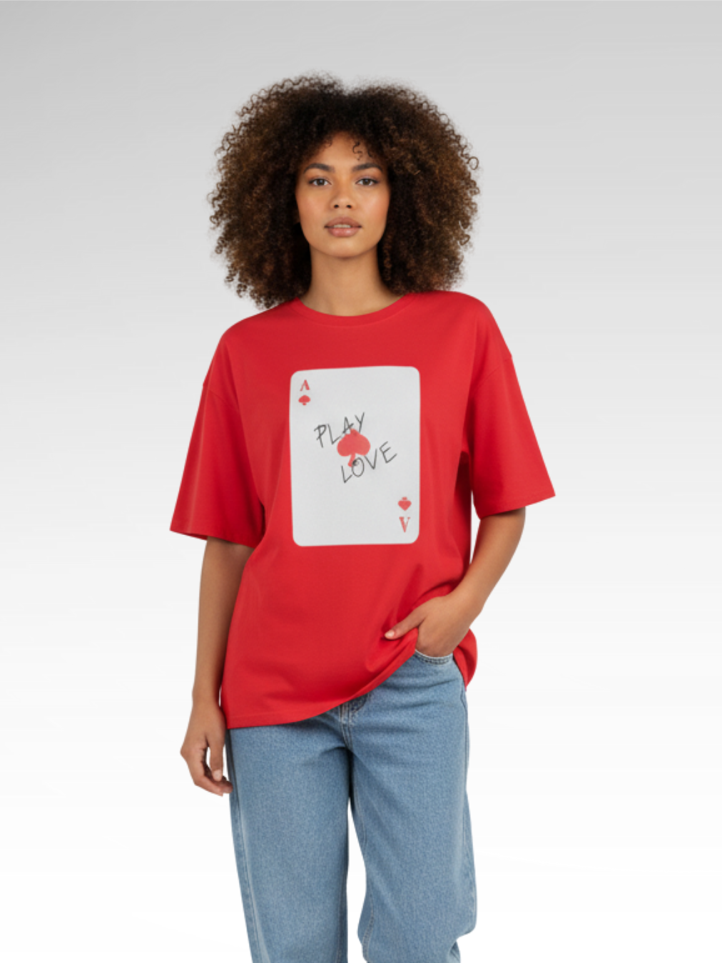 Cotton T-shirt with Poker Cards Print