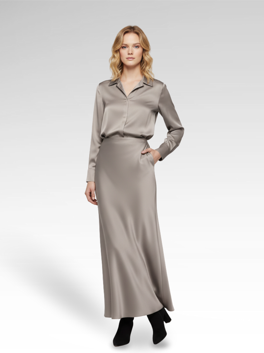 Elegant Long Satin Skirt