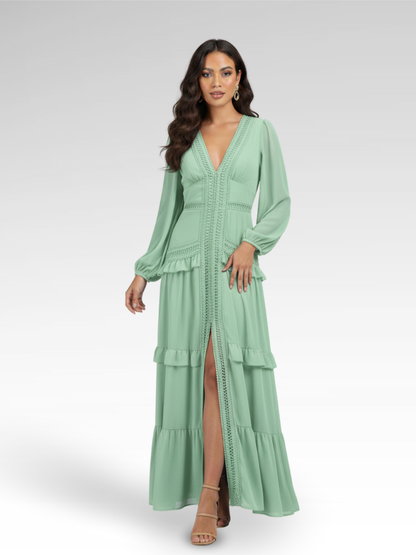 Elegant long dress with ruffles