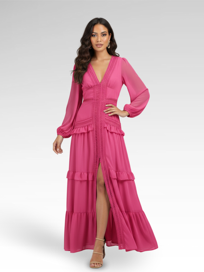 Elegant long dress with ruffles