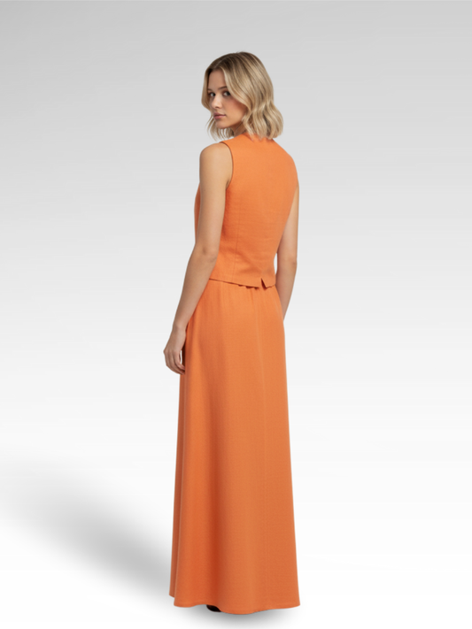 Linen and Cotton Vest and Elegant Skirt Set