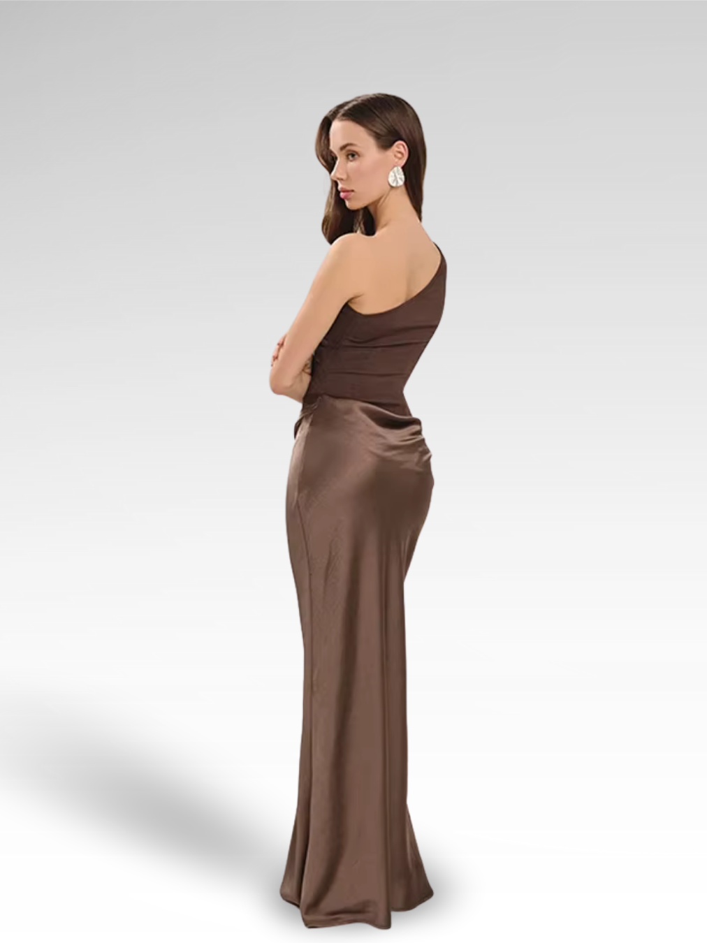 Luxurious One Shoulder Satin Long Dress