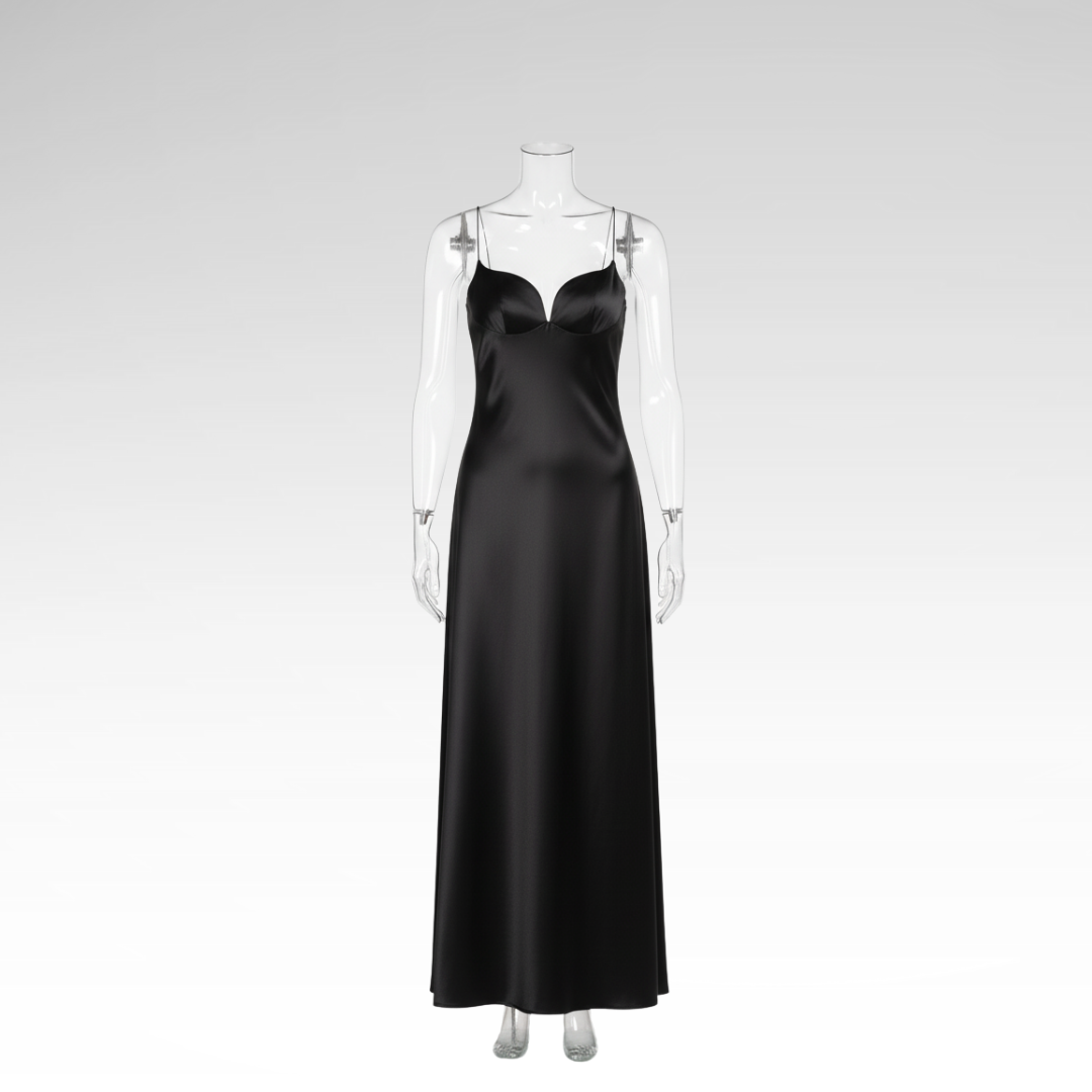 Long, Fine, Sensual Satin Dress