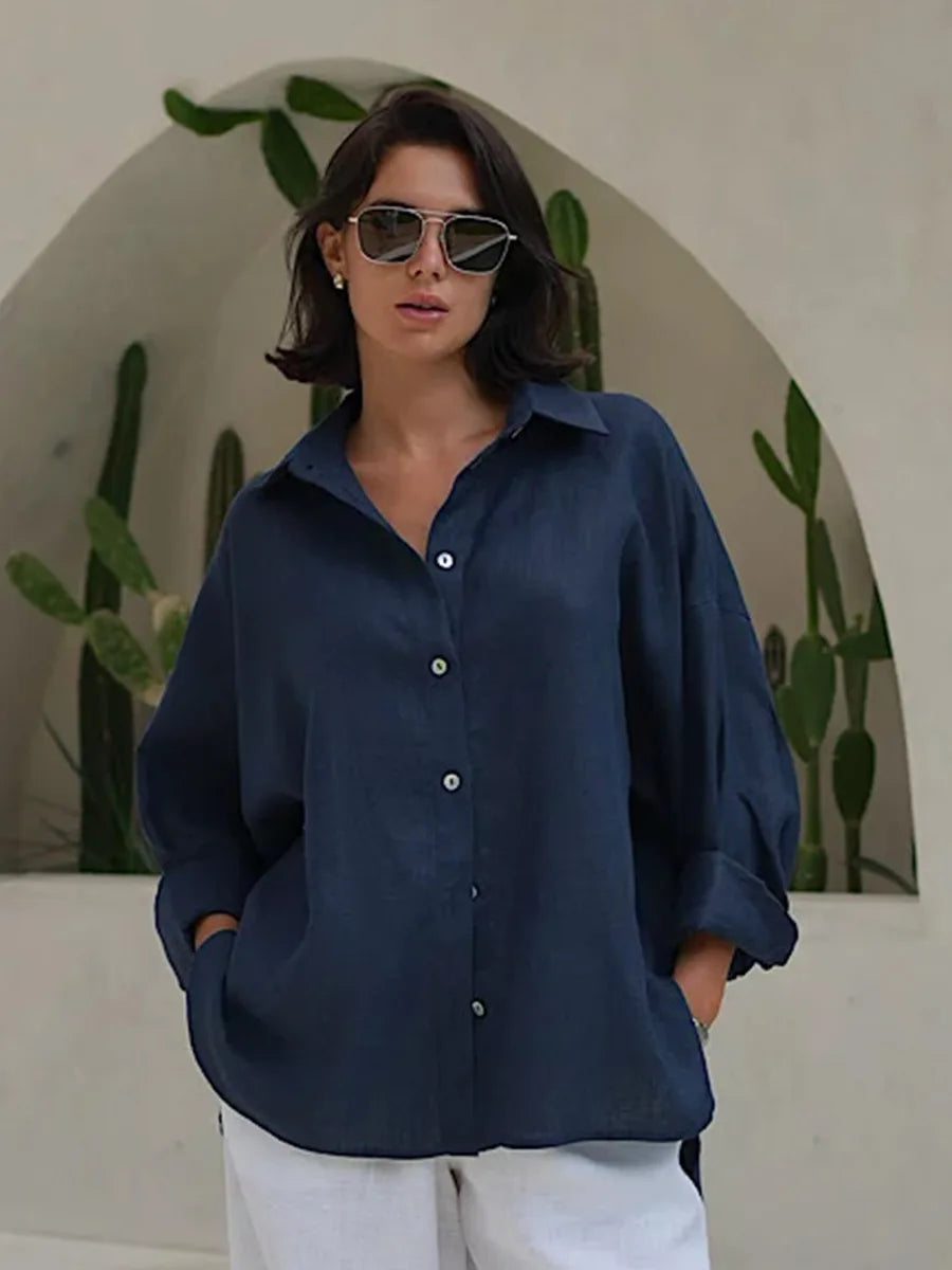 Elegant Cotton Cardigan Shirt