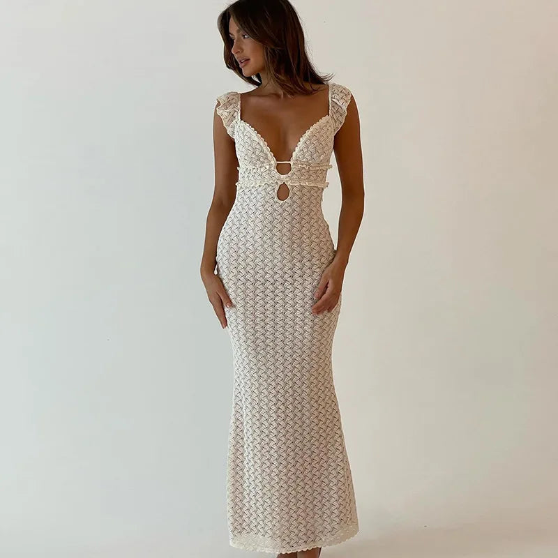 Elegant, Sexy, Backless Dress with Tie Detail