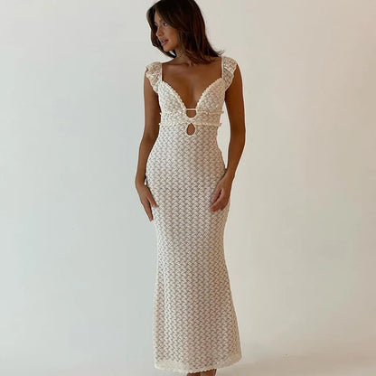 Elegant, Sexy, Backless Dress with Tie Detail