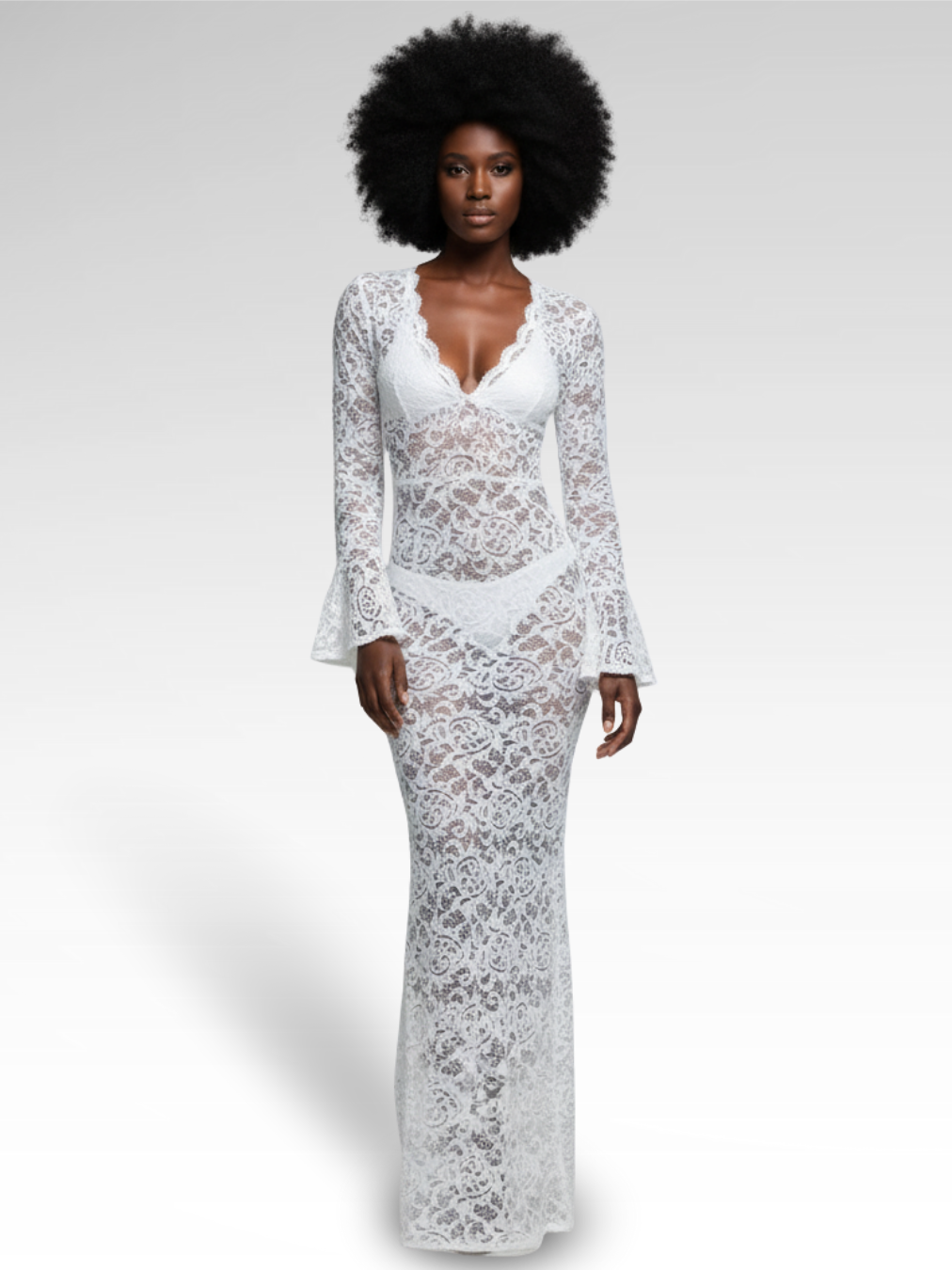 Sexy Long Transparent Lace Dress