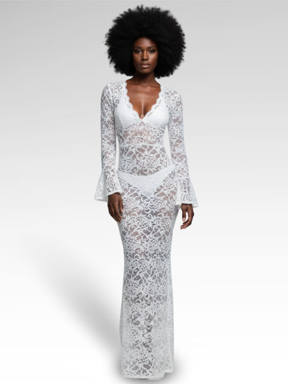 Sexy Long Transparent Lace Dress