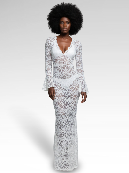 Sexy Long Transparent Lace Dress