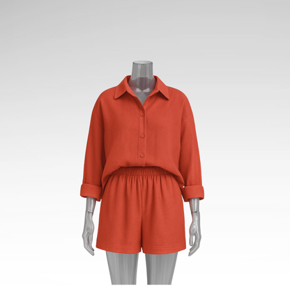 Gemütliches Set aus Hemd und Shorts aus Baumwolle
