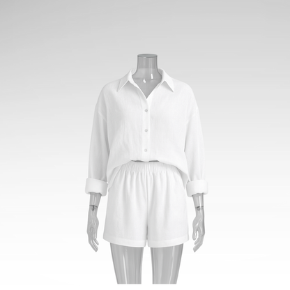 Gemütliches Set aus Hemd und Shorts aus Baumwolle