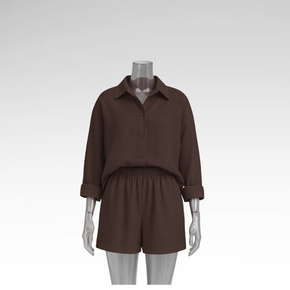 Gemütliches Set aus Hemd und Shorts aus Baumwolle