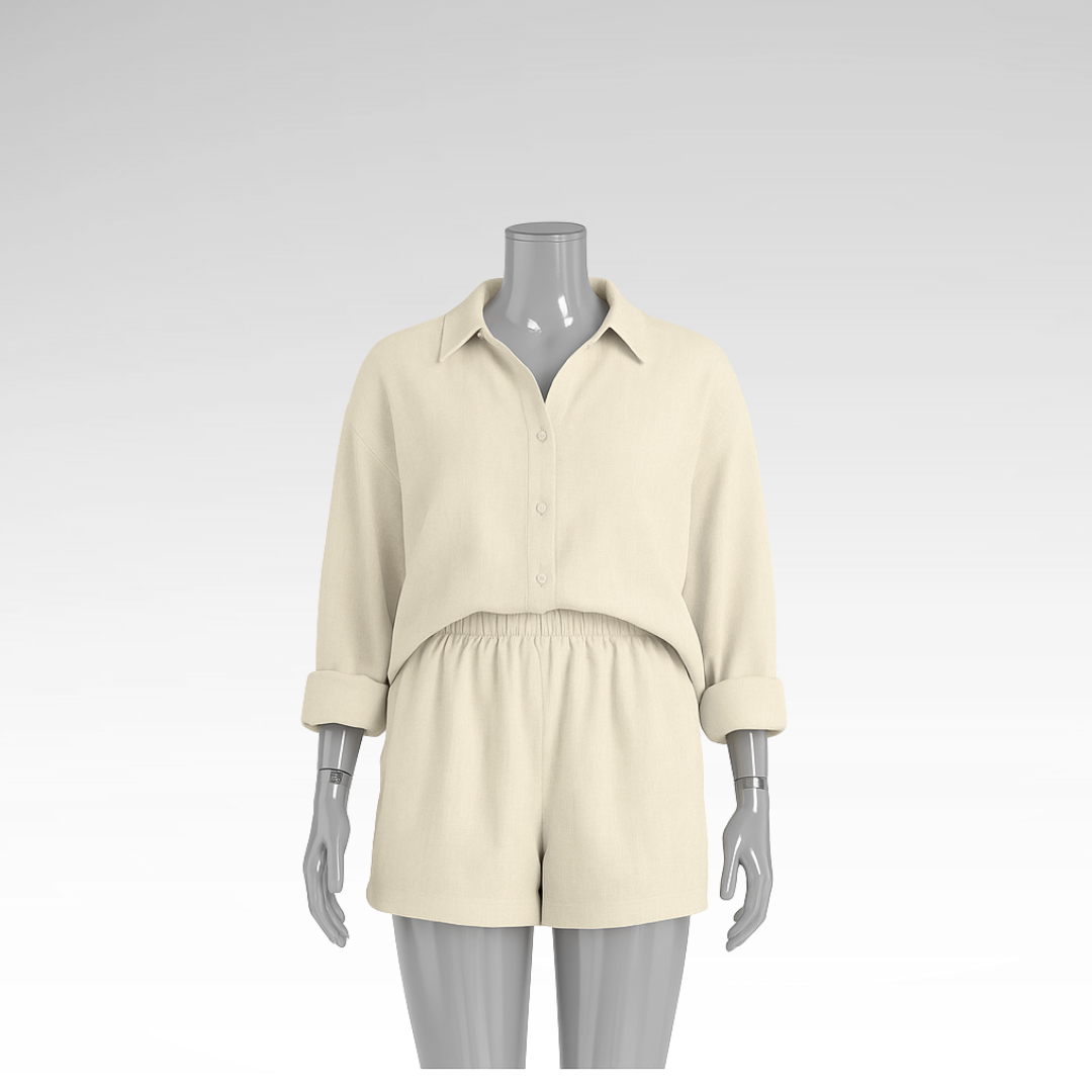 Gemütliches Set aus Hemd und Shorts aus Baumwolle