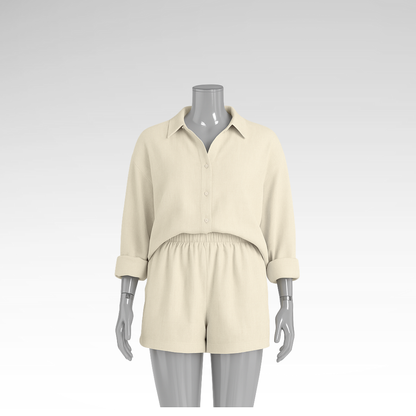 Gemütliches Set aus Hemd und Shorts aus Baumwolle