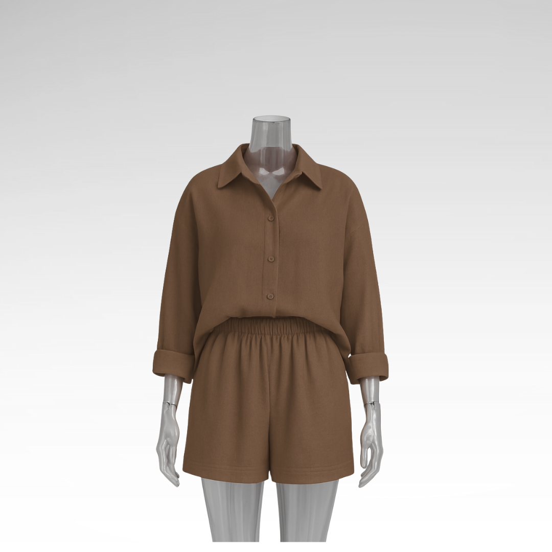 Gemütliches Set aus Hemd und Shorts aus Baumwolle