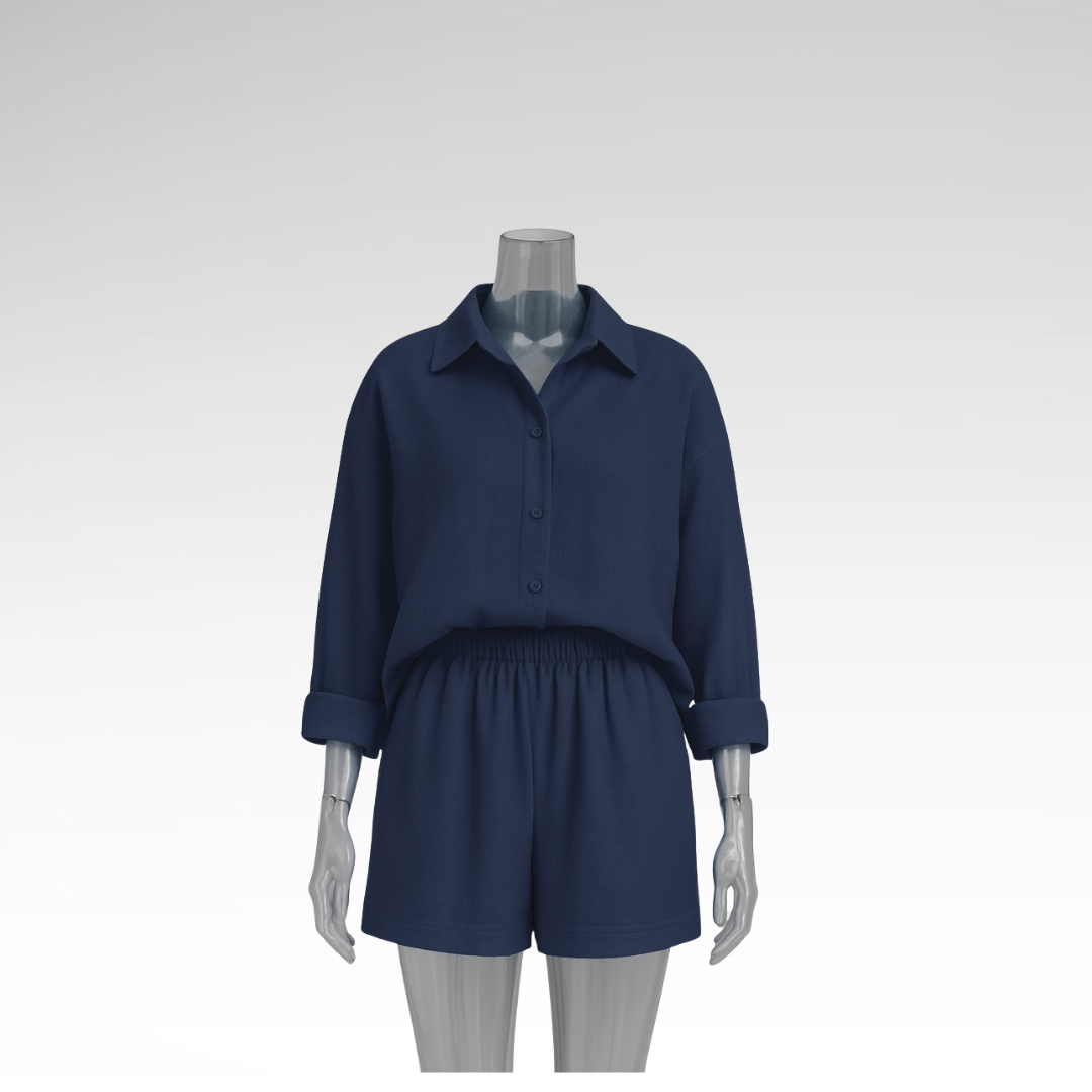 Gemütliches Set aus Hemd und Shorts aus Baumwolle