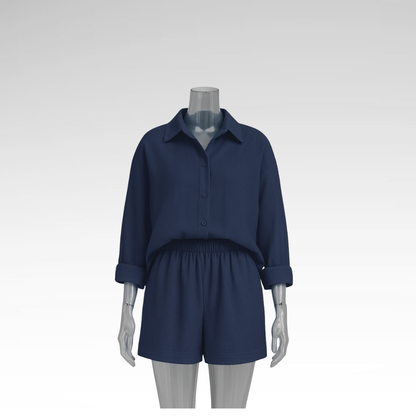 Gemütliches Set aus Hemd und Shorts aus Baumwolle