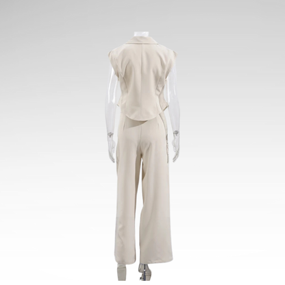 Chic Women's Suit with Sleeveless Lapel
