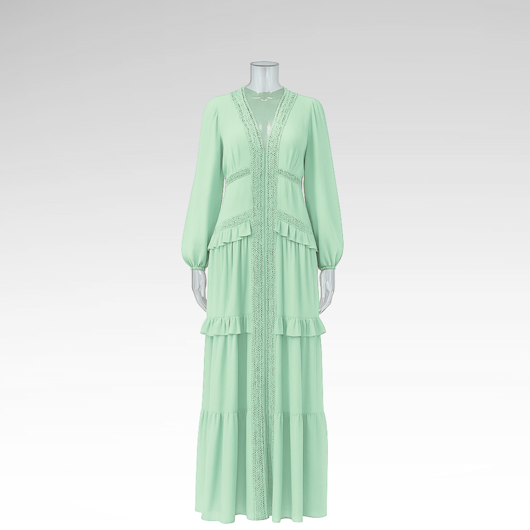 Elegant long dress with ruffles