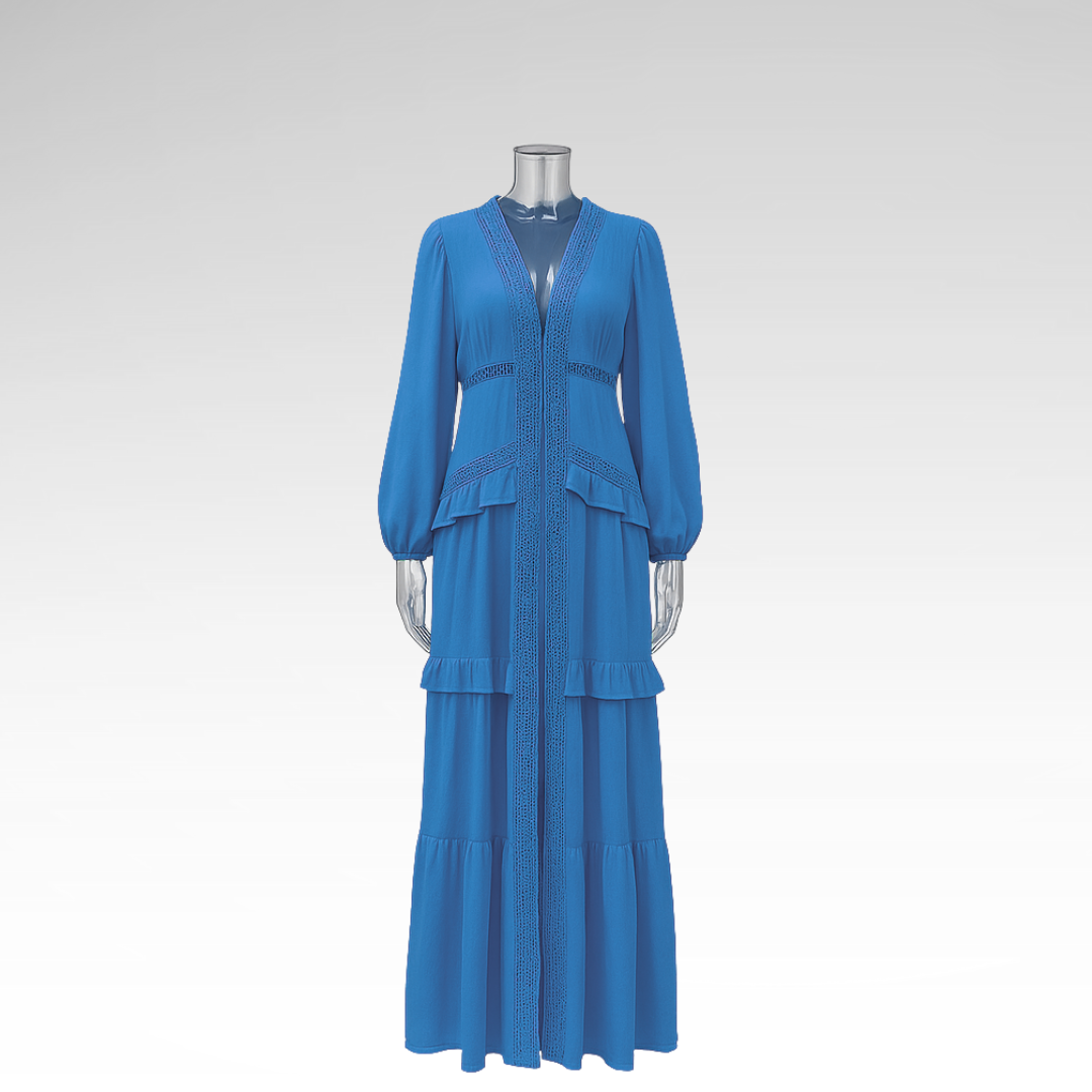 Elegant long dress with ruffles
