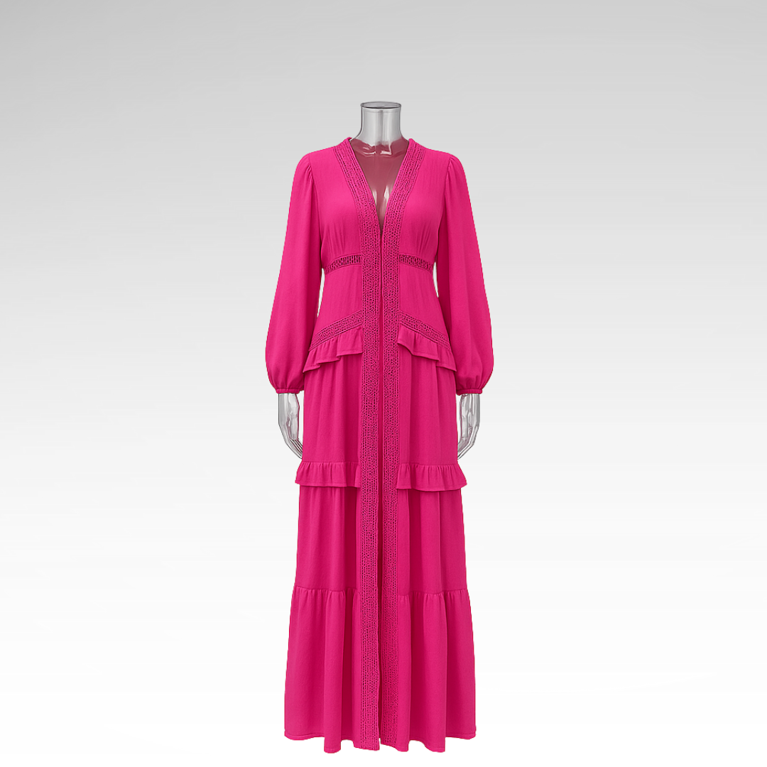 Elegant long dress with ruffles
