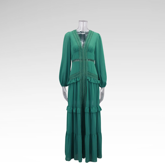 Elegant long dress with ruffles