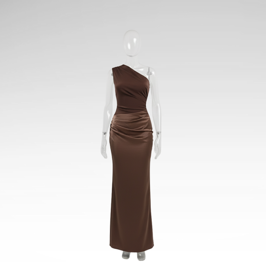 Luxurious One Shoulder Satin Long Dress
